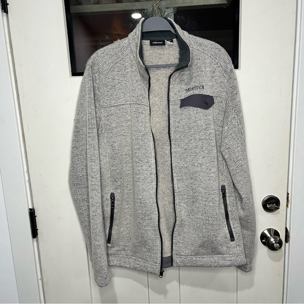 Marmot Men’s Full Zip Knit Fleece Jacket Gray XL - Picture 2 of 12